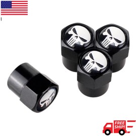 Riley Express 4x Wheel Tire Caps Air Valve Stem Cover For Truck, Bike, Car, Bicycle Punisher