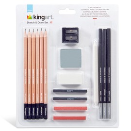 KINGART® Studio Sketch and Drawing Art Pencil Kit, Set of 17