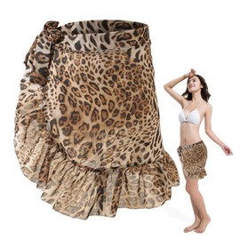 1 Piece Leopard Print Skirt, Fashionable Beach Skirt, Beach Clothing, Chiffon Short Skirt, Retro Personality Short Skirt.