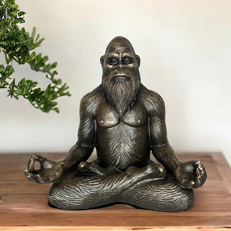Top Brass 6” Bigfoot Yoga Statue Sasquatch Lotus Pose Meditation