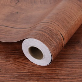 TORC Brown Wood Wallpaper Peel and Stick 17.1"x393.7", Faux Wood Contact Paper for Table Cabinet Dresser, Self Adhensive Removable Waterproof