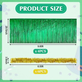 Crowye 10 Pcs St. Patrick's Day Parade Float Decorations St Patricks Day Car Decorations Include Foil Fringe Table Skirt and Foil Fringe Garland for Car Vehicle Golf Bus Festival Party Decor