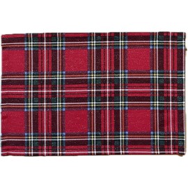 1KDreams Set of 4 American Christmas Table Placemats Refined and Modern Design Scottish Tartan Lurex Gold Glitter Effect (Red Scottish Tartan, Set 4-30x45cm)