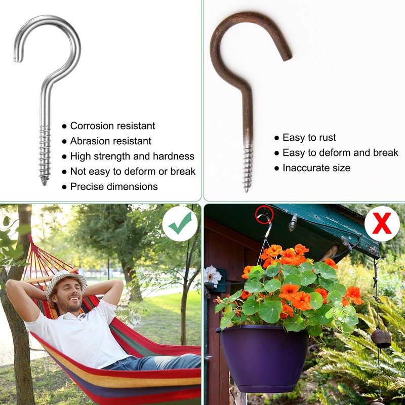 M METERXITY 4-Pack Hooks Screw, M5 304 Stainless Steel Heavy