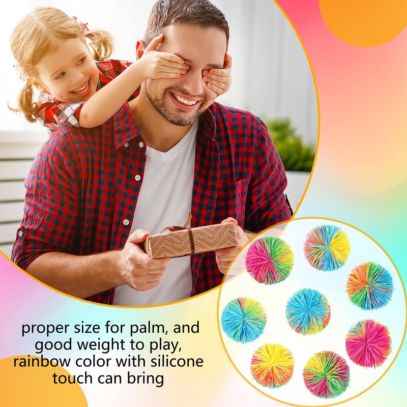 Cagemoga 18 Pack 2.36 Inch Stringy Balls Soft Rainbow Stringy