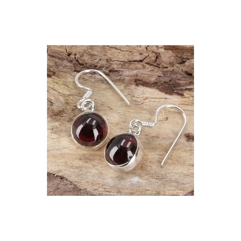 GURU SHOP Silver Earrings Indian Earrings Round Silver Earring Black,