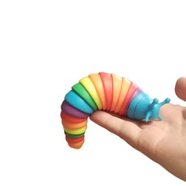 POMPIN Rainbow Finger Toy Slug | New Popular Hand Toy | Each Measures 5.75" L x 1.6" W (3 Pack)