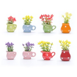 JANLOVE Mini Vase Magnets for Fridge Refrigerator, Tiny Magnetic Ceramic Bud Vases