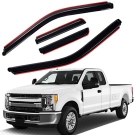 Lightronic WV194727 in-Channel Side Window Deflectors Visors Vent Rain Guards, Dark-Smoke, 4-Pieces Set, Fits 2017-2024 Ford F-250/F-350 Super Duty SuperCab