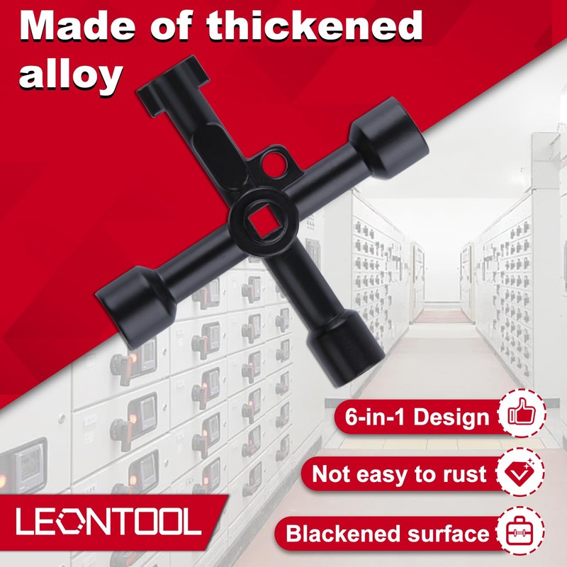 LEONTOOL Cross Key Wrench, 2-Piece Electric Cabinet Key, Universal Multi-functional