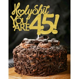 45 decoraciones para tartas, 45 decoraciones para tartas de cumpleaños, purpurina dorada, divertida decoración para tartas 45 para hombres, 45 decoraciones para tartas para mujeres, 45 cumpleaños, decoración para tartas de 45 cumpleaños, 45 cumpleaños
