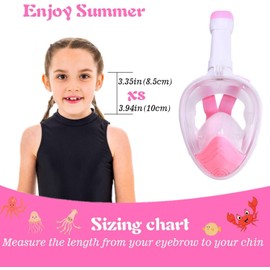 Wsobue Snorkel Mask for Kids,Full Face Diving Mask Anti-Fog, Anti-Leak Dry Top Snorkel Set for Children Aged 5-14 (White Pink XS for Kids)