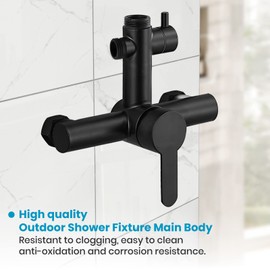 gotonovo Outdoor Shower Fixture Main Body,Stainless Steel,Single Handle Control Hot and Cold,Without Tub Spout,Suitable for 2 Function Matte Black Outdoor Shower Set