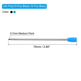 PATIKIL 0.6mm Ballpoint Pen Refill, Pack of 20 Ballpoint Pen Refills Medium Tip Metal Compatible Replaceable Replacement for Office Black Blue Ink