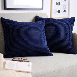 Blumtal Set of 2 Cushion Covers, 30 x 50 cm, Corduroy Decorative Cushion Covers with Hidden Zip, Sofa Cushion, Couch Cushion or Decorative Cushion, Dark Blue