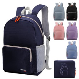 20-35L Lightweight Foldable Backpack, Student Backpack, Small Rucksack Water Resistant Durable Packable Backpacks for Women Men Outdoor Camping Travelling Walking Hiking Biking (Navy)