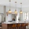 BOKT Modern Large Amber Glass Globe Pendant Light Fixture Brushed