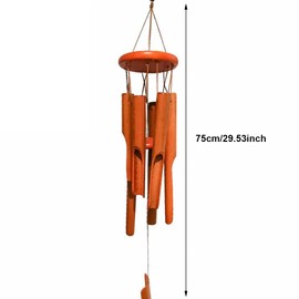 6 Tubes Bamboo Wind Chime, Wooden Wind Bell, Wooden Music Hanging Ornament Decoration for Garden, Home or Balcony