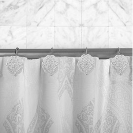 Creative Scents Vintage White Shower Curtain Hooks - Set of 12 Shower Curtain Rings for Bathroom Shower Curtain Rod - Decorative Shower Hooks for Shower Curtain - Bathroom Accessories Collection