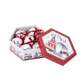Smart Garden Pack of 7 Vintage Christmas Baubles in Gift Box - Gonkmas Design - 3 Assorted Designs - 7.5cm - Luxury Baubles with Ribbon - Christmas Tree Decorations, Hanging Christmas Decorations