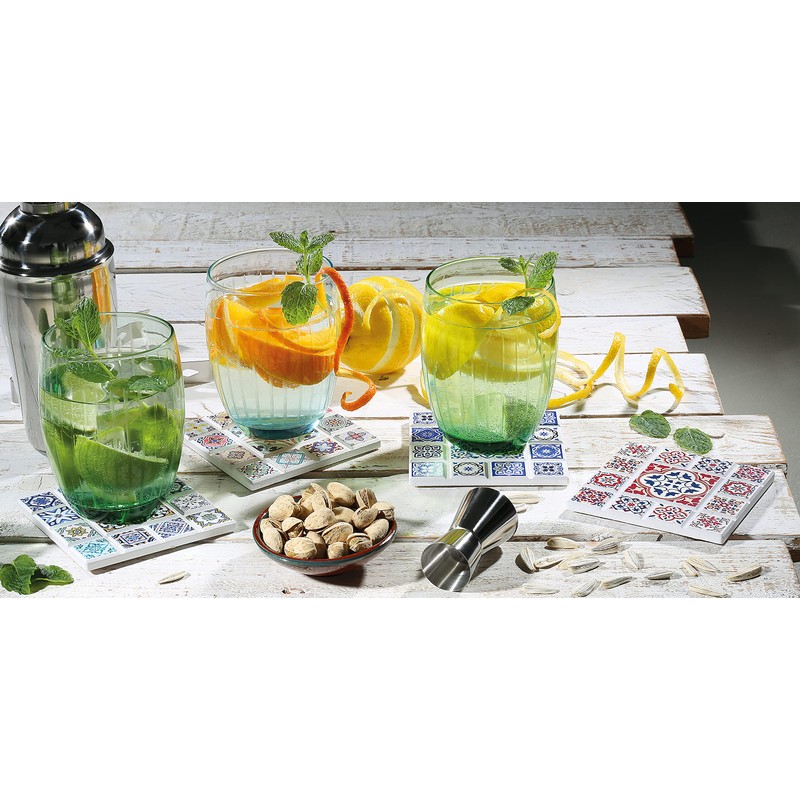 Zassenhaus 057638 Oriental Design Diamond Ceramic Coaster with Non-Slip Cork