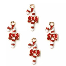 Shelly's Buttons and More Candy Cane Charms (4 pcs) - Shellys Buttons - Christmas Craft Sewing Jewelry