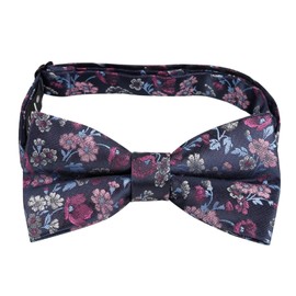 Alizeal Mens Paisley Pre Tied Bow Tie Pocket Square Cufflinks Set, 006 - Navy + Magenta + Pink, One size fits all