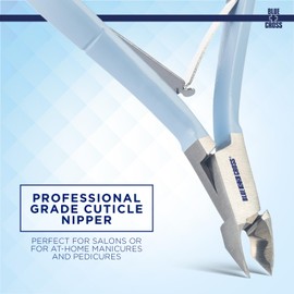 Blue Cross Cuticle Remover Nippers, Professional Nail Care Cutter & Trimmer, Fingernail + Toenail Clippers Tool for at Home DIY Manicures with Stainless Steel Sharp Durable Blades, 6mm Jaw Size, Blue