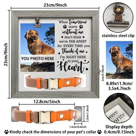 FINGERINSPIRE Pet Memorial Picture Frame 23x23cm Don't Think We're Far Apart for Every Time You Think of Me I'm Right Here In Your Heart Wood Passed Dog Cat Frame with Photo Clip & Collar Holder