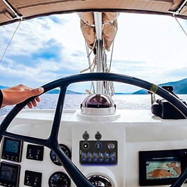 Nilight Nilight 6 Gang Rocker Switch Panel Laser Etched Aluminum LED Light Bar with Cigarette Lighter and Dual USB Charger Voltmeter for 12V-24V Cars Trailers UTV Boats RVs Campers