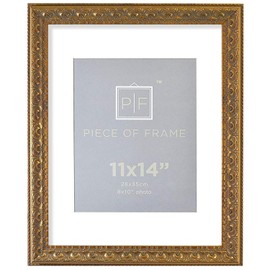Golden State Art, 11x14 Ornate Finish Photo Frame, with White Mat for 8x10 Picture & Real Glass, Color: Bronze