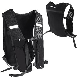 KATIMI Running Vest for Men and Women, Ultralight Running Vest, Reflective Running Backpack for Women, Men, Hydration Backpack, Running, Hydration Vest Running with Pockets for Jogging, Marathon, Cycling (Black)
