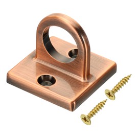 PATIKIL Pad Eye Plate U Hooks, Metal Ceiling Hook Wall Mount Loop with Screws Hardware Ring Hooks for Hanging Ropes in Queue Barrier, Copper