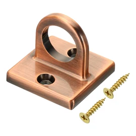 PATIKIL Pad Eye Plate U Hooks, Metal Ceiling Hook Wall Mount Loop with Screws Hardware Ring Hooks for Hanging Ropes in Queue Barrier, Copper