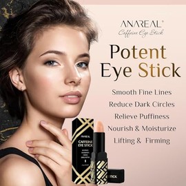 Bálsamo con cafeína para debajo de los ojos: crema hidratante iluminadora en barra para ojeras e hinchazón, tratamiento coreano antiarrugas para el cu
