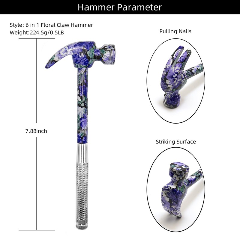 6-in-1 Floral Hammer Kit, Multifunctional Set with Cross & Flat