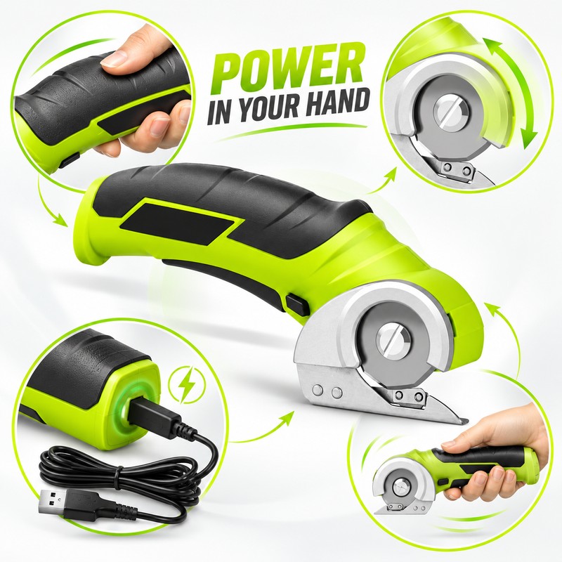 4V Cordless Electric Scissors – Mini Power Cutter for Carpet,