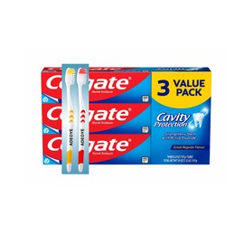 Cavity Protection Toothpaste with Fluoride, Regular Flavor, 3-Pack of 6oz Toothpaste Bundle with ADEOYE Toothbrush