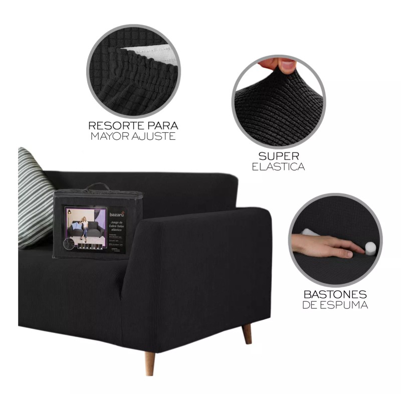 Nube Cubre Sala Protector Stretch Fit Ajustable Elástico 3 Piezas
