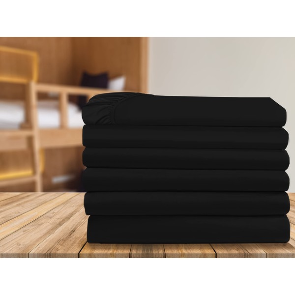 Elegant Comfort 6-Pack Fitted Bottom Sheets 1500 Thread Count Premium Hotel Quality, Deep Pocket, Wrinkle-Free, Stain and Fade Resistant, 6PACK Fitted Sheet, Full, Black