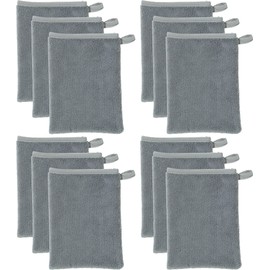 Erwin Müller Microfibre Make-Up Gloves, Makeup Remover, Face Cleansing, Pack of 12, Silver, 15 x 21 cm, Environmentally Friendly, Reusable, Washable (Other Colours)