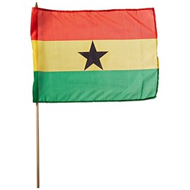US Flag Store Ghana Flag 12 x 18 inch,Red, Yellow, Green, Black,BYLGH1218