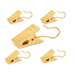 BEELY 40 Pack Metal Curtain Clips Hook Hanging Clamp Hooks for Curtain Photos Home Decoration,Art Craft Display and Outdoor Activities Supplies (Gold)