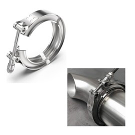 Krtopo 2pcs V Band Clamp, Stainless Steel V-Band Bolt Clamp with Flat Flange for Exhaust Pipes, Connect Silencer Ends (2.5 Inch 63 mm)