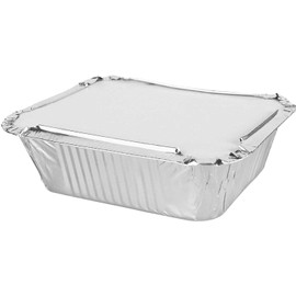 M P [Pack of 20] Aluminium Large Foil Trays 14 x 12 x 5 cm, Catering Trays, Takeaway Foil Food Containers for Cooking Food Storage BBQ, Baking Trays Perfect for Roasting Baking Broiling, Silver