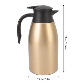 Thermal Coffee Carafe, 2 L Insulated Stainless Steel Coffee Pot, Vacuum Coffee Pot, Water Dispenser for Coffee, Hot Water, Tea, Drinks (Gold)