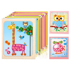 WYNAKESHU 12PCS Button Sticker Drawing Mosaic Sticker Art Kits for Kids Button Art Sticky Button Preschool Art Class Toys Early Education Gift for Girls Boys Over 3 Years