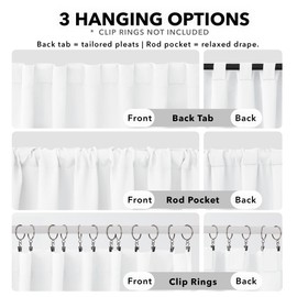 Deconovo Blackout Curtains, Thermal Insulated, W52 x L63 2 Panels, Back Tab, Machine Washable, Room-Darkening Drapes for Bedroom/Living Room Pure White