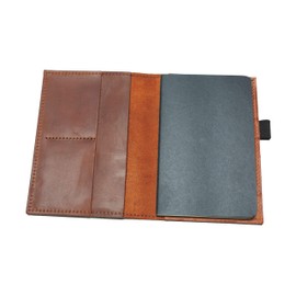 Leather Journal Case with Pockets and Pen Holder Refillable Moleskine Cahier Notebook 3.5"x5.5" with Lined Paper Crazy Horse Leather of Natural Color (Natural)