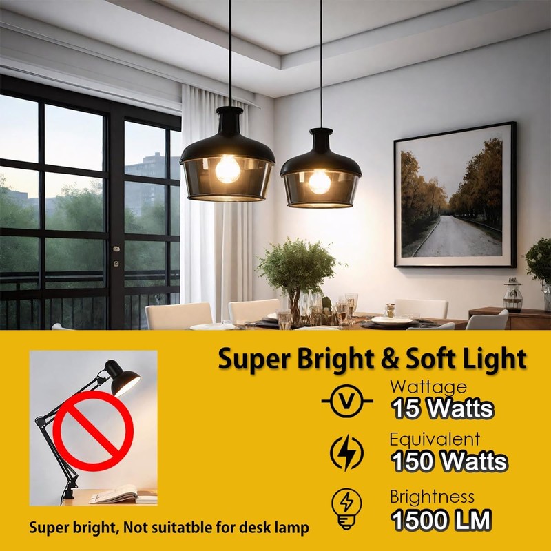 ILC G120 LED Large Globe Light Bulbs 15W, Compatible with